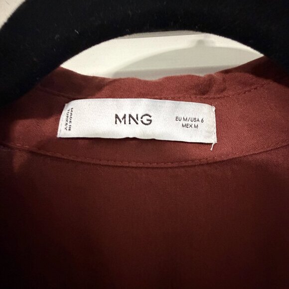 Mango Dark Red Button Down Shirt Size Medium (M) - Picture 5 of 6